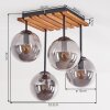 Boho Kogellampje Gastor met houten lamellenplaat en 4 rookglazen bollen, ø 15 cm, E14