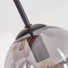 Boho Kogellampje Gastor met houten lamellenplaat en 4 rookglazen bollen, ø 15 cm, E14