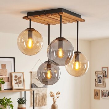 Gastor 4-lichts retro plafondlamp met bolkappen voor eetkamer en woonkamer