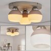 Moderne Cluster-plafondlamp Eloria met drie ronde witte glazen kappen, ø 13 cm, E27