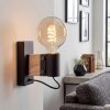 Moderne wandlamp Lemou met zichtbare E27-fitting, hoekige vorm en metalen wandplaat