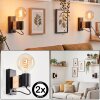 Wandlamp Lemou als leeslamp bij de bank, set van 2 met houten accentblok en open E27-fitting