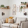 Wandlamp Lemou als leeslamp bij de bank, set van 2 met houten accentblok en open E27-fitting