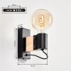 Wandlamp Lemou als leeslamp bij de bank, set van 2 met houten accentblok en open E27-fitting