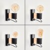 Wandlamp Lemou als leeslamp bij de bank, set van 2 met houten accentblok en open E27-fitting