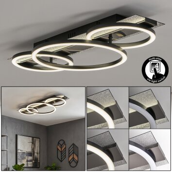 Glittereffect-plafondlamp Kordex met geheugenfunctie, LED 4000 Kelvin neutraalwit