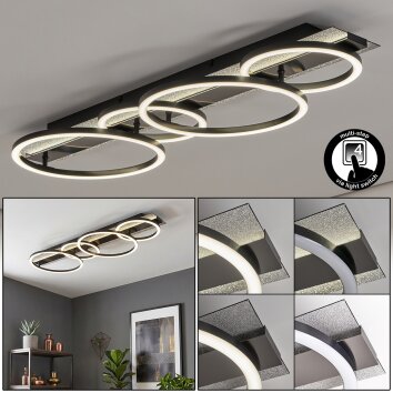 Langwerpige LED-plafondlamp Kordex met glittereffect en memoryfunctie 4000 Kelvin neutraalwit