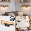 LED wandlamp Inzino met natuurlijke houten lichtbalk, 2-delige set, 3000 Kelvin warmwit