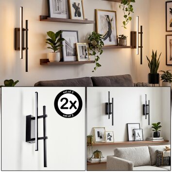 LED Wandlamp Kiron met dubbele verticale lichtbalken, 2-delige set, 3000 Kelvin warmwit