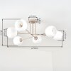 Moderne cluster-plafondlamp Koyoto met zes witte glazen kappen, asymmetrisch gerangschikt