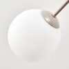Moderne cluster-plafondlamp Koyoto met zes witte glazen kappen, asymmetrisch gerangschikt