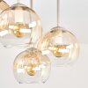 Kogellampje Koyoto, moderne cluster met 4 amberkleurige glazen bollen, zandkleurig