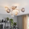 Modern kogellampje Chehalis met zes glazen kappen in amber, helder en rookkleurig glas