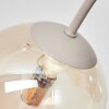 Modern kogellampje Chehalis met zes glazen kappen in amber, helder en rookkleurig glas