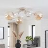 Moderne Kogel-plafondlamp Chehalis met zes glazen kappen in amber en helder
