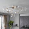Moderne cluster-plafondlamp Chehalis met zes heldere glazen bollen, ø 12/15 cm