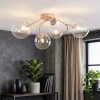 Moderne cluster-plafondlamp Chehalis met zes heldere glazen bollen, ø 12/15 cm