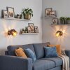 Wandlamp Tallaboa, set van 2, met goud-zwarte metalen rasterkap, draaibaar en zwenkbaar