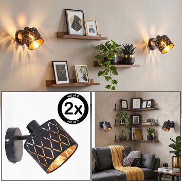 Alsen wandlamp set van 2 met schakelaar en lampenkap met uitsparingen E14