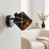 Moderne wandlamp Opatija met zwart-gouden stoffen kap en draaibare lampkop