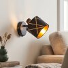 Moderne wandlamp Opatija met zwart-gouden stoffen kap en draaibare lampkop