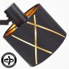 Moderne wandlamp Opatija met zwart-gouden stoffen kap en draaibare lampkop