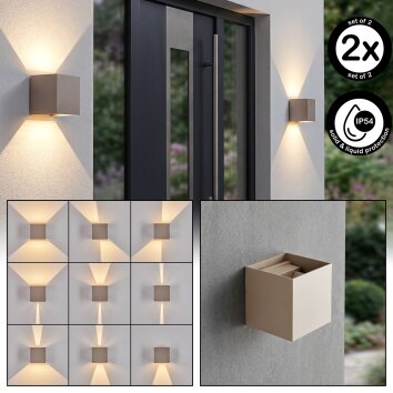LED Wandlamp voor buiten Tamarin, zandkleurig, set van 2, 3000 Kelvin warmwit, IP54