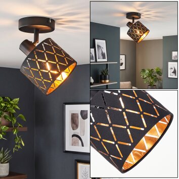 Alsen draaibare plafondspot met stoffen lampenkap met patroon, E14 fitting