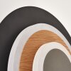 LED ronde wandlamp Lemik, set van 2, houtlook ring, verstelbaar, 3000 Kelvin warmwit