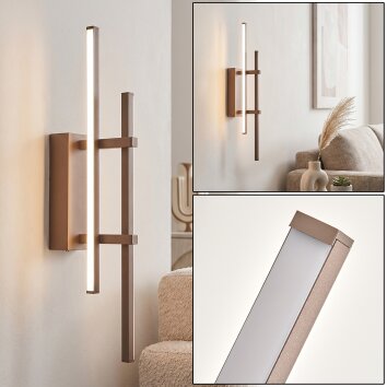 LED-wandlamp Kiron met verticale lichtbalk in zandkleur, 3000 Kelvin warmwit