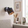 Moderne Wandlamp Alsen met goud-zwarte lampenkap met sleuven, verstelbare lampkop