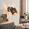 Moderne Wandlamp Alsen met goud-zwarte lampenkap met sleuven, verstelbare lampkop