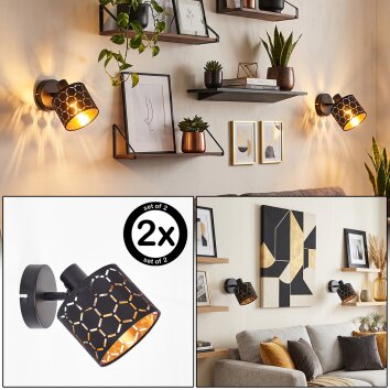 Alsen wandlamp set van 2 met verstelbare lampkop en kap met symmetrische sleuven