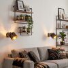 Moderne wandspot Alsen, 2-delige set, met verstelbare goud-zwarte metalen kap