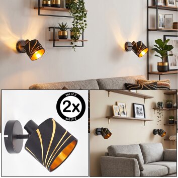 Alsen draaibare wandlamp set van 2, zwenkbare kap E14 met gouden sleuven