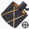 Retro-muurspot Opatija met goud-zwarte stoffen kap, draaibare en kantelbare spotkop, Ø 12 cm