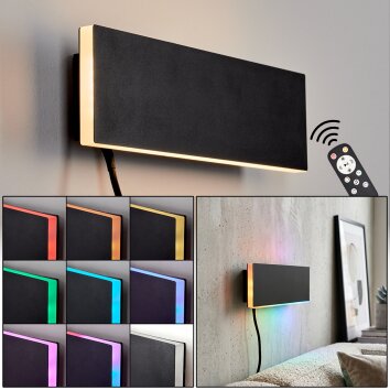 Platte LED-wandlamp Axion met RGB-lichtwissel, 3000 Kelvin warmwit en indirecte verlichting