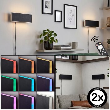 LED Wandlamp Axion, 2-delige set, vlakke indirecte RGB-lichtkrans, 3000 kelvin warmwit