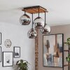 Koyoto 4-lichts plafondlamp met bolkappen en lamellenkap, E14, rond design