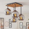 Koyoto 4-lichts plafondlamp met bolkappen en lamellenkap, E14, rond design