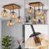 Plafondlamp met glazen bollen Koyoto, houten lamellenplaat en 4 lichtpunten
