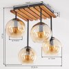 Plafondlamp met glazen bollen Koyoto, houten lamellenplaat en 4 lichtpunten