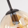 Plafondlamp met glazen bollen Koyoto, houten lamellenplaat en 4 lichtpunten