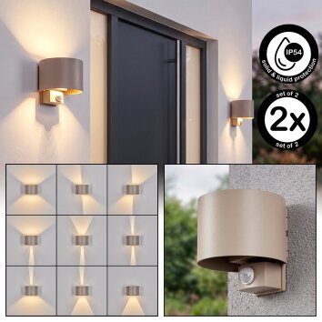 Tamarin LED buitenwandlamp met bewegingsmelder, set van 2, up-down licht