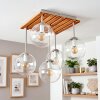 Boho Kogellampje Gastor met 5 heldere glazen bollen en houten lamellenplaat
