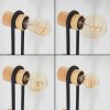 Staande lamp Voril met drie houten houders, zichtbare E27-fitting en voetschakelaar
