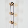 Staande lamp Voril met drie houten houders, zichtbare E27-fitting en voetschakelaar