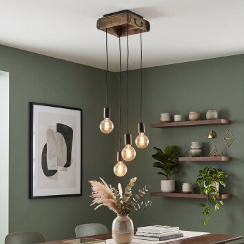 Boho Cluster hanglamp Avestruz, 4 zichtbare E27-fittingen, verstelbaar bij montage