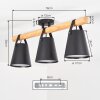 Plafondlamp Andian met boho-houten balk, drie zwarte kappen voor de eettafel, E27