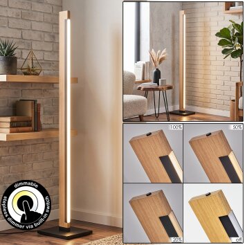 LED staande lamp Inzino met rechthoekig houtlookpaneel, 3000 Kelvin warmwit en 2400 lumen